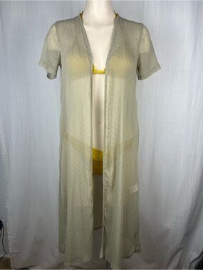 PrettyLittleThing Cream Sheer Dotted Cover-Up with Gold Accents US 4